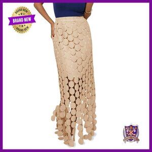 Boho Fringe Maxi Skirt High Waisted Hollow Out Summer Long Skirt